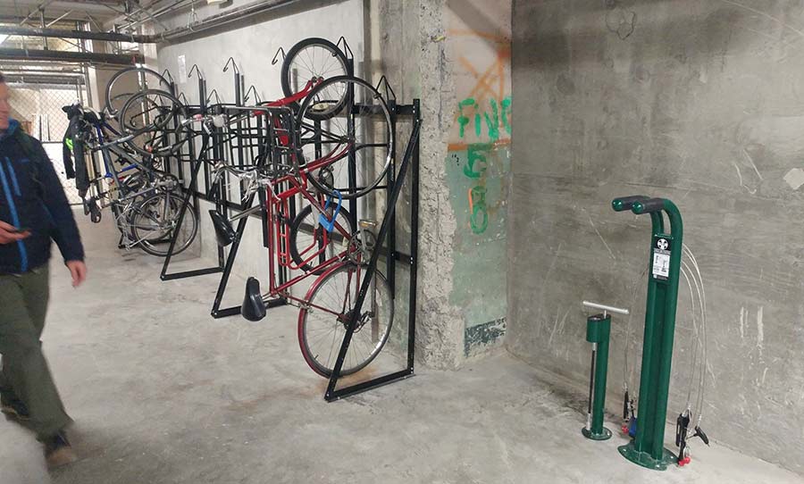 Bike room with public work stand