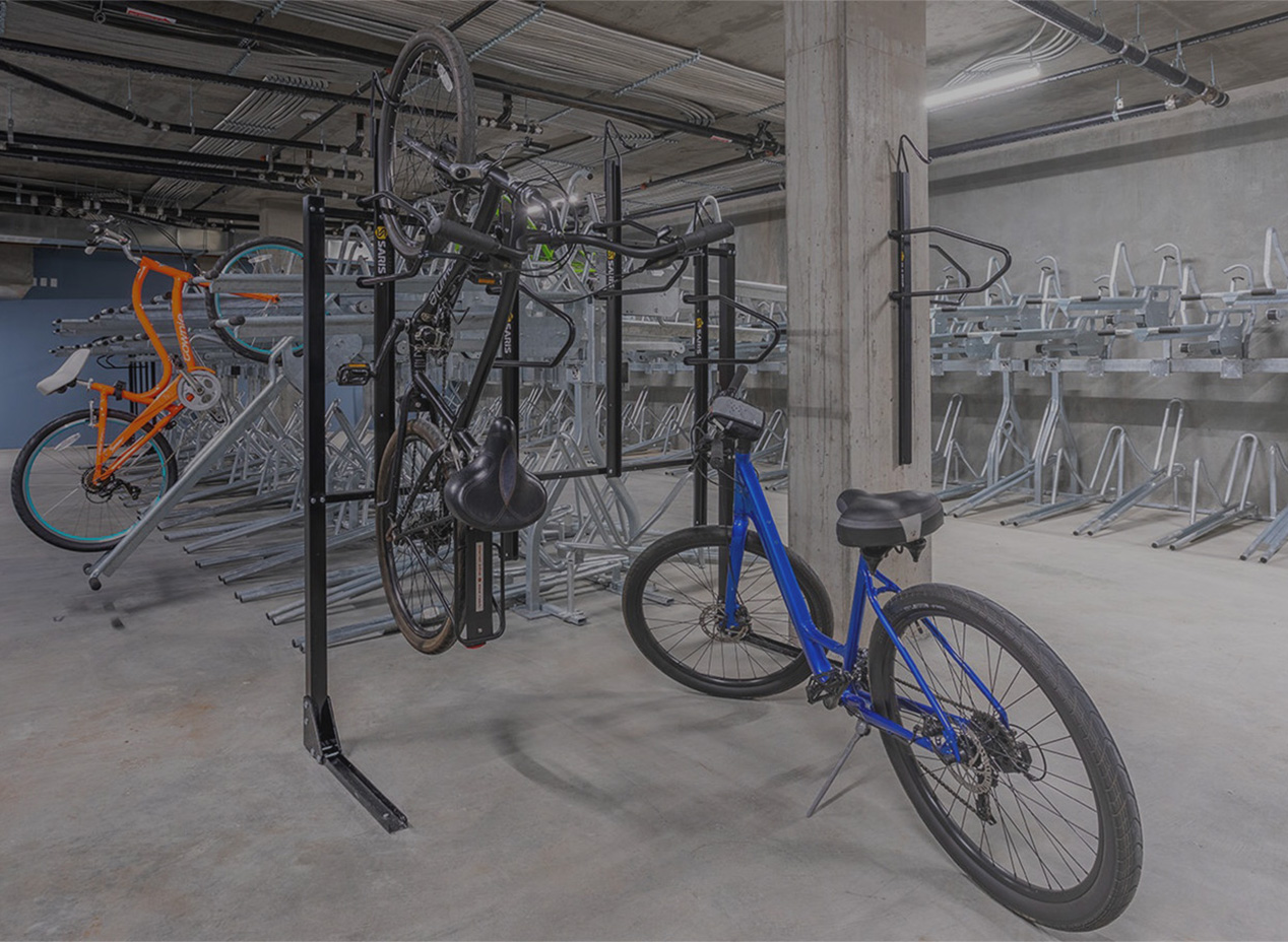 Bike Room with Vertical Rack and Stack Rack
