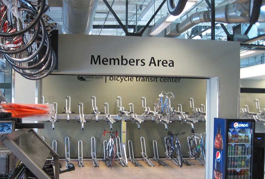 Bike room with various bike racks