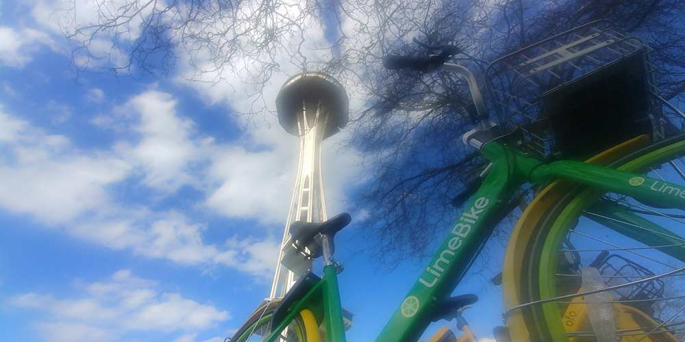 Space Needle and bike in Seattle