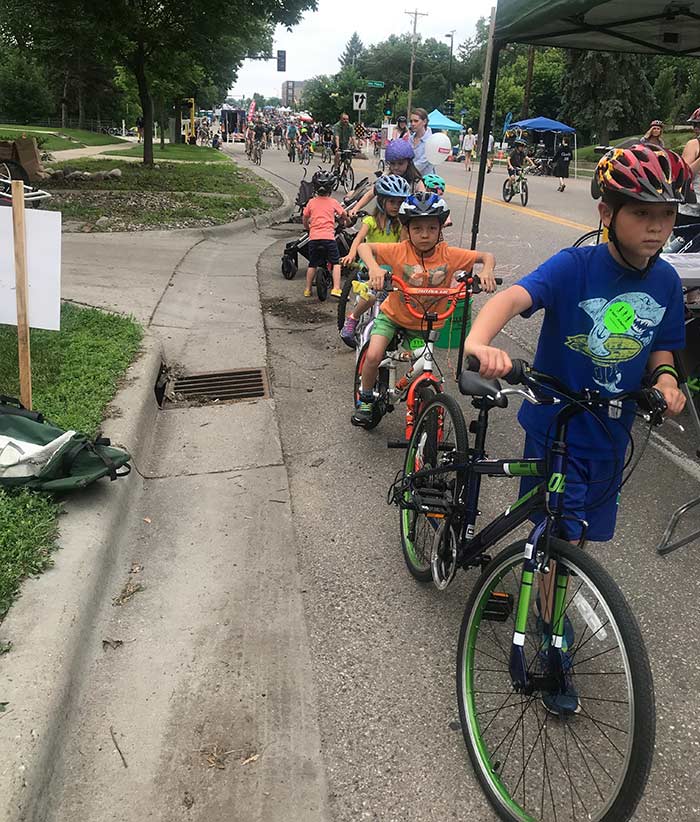cyclists enjoying the open streets in Minneapolis