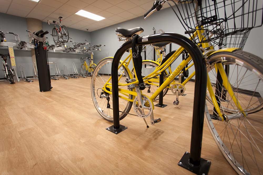 The Exact Sciences bike room has bike parking and storage