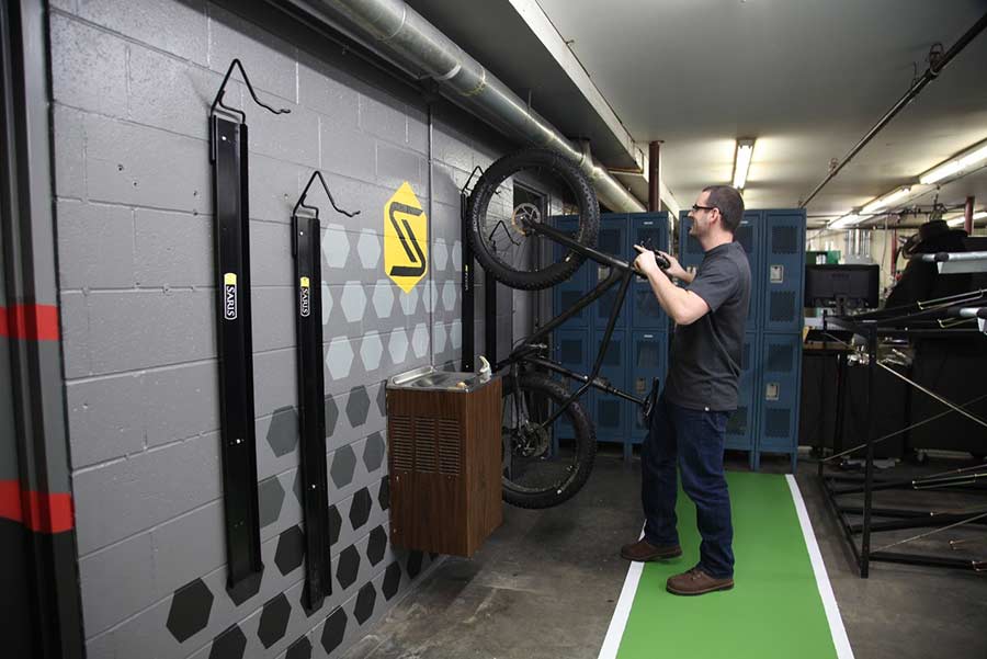 fat bike on the wall-mounted bike trac