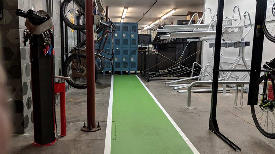 painted bike lane on the floor