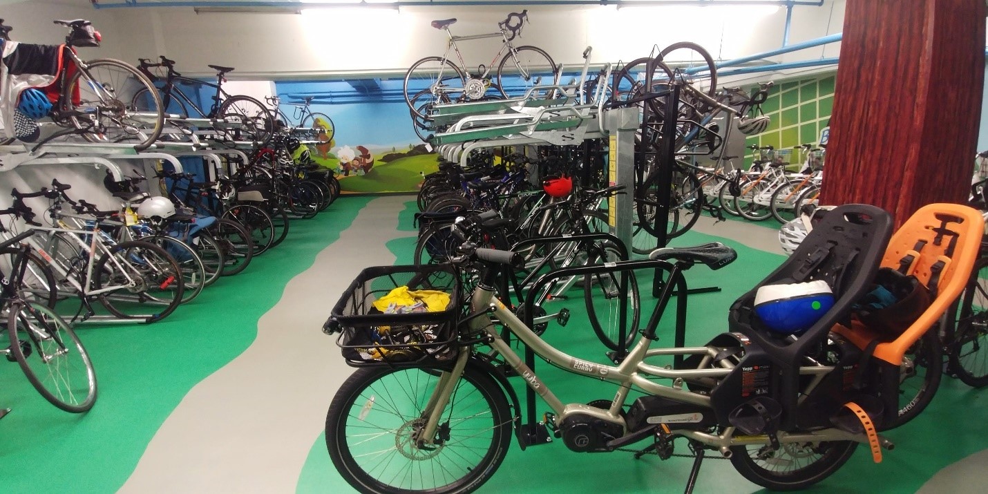 Bikes Parked in Large Indoor Bike Room