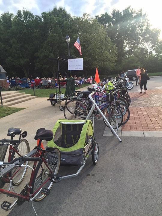 Full bicycle racks for Carmel's Ride a Bike, Borrow a Chair